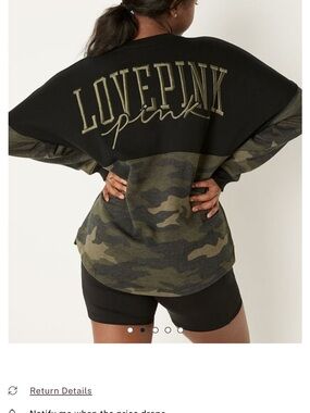 PINK Victoria Jersey Collar Sweatshirt camouflage crew neck size medium